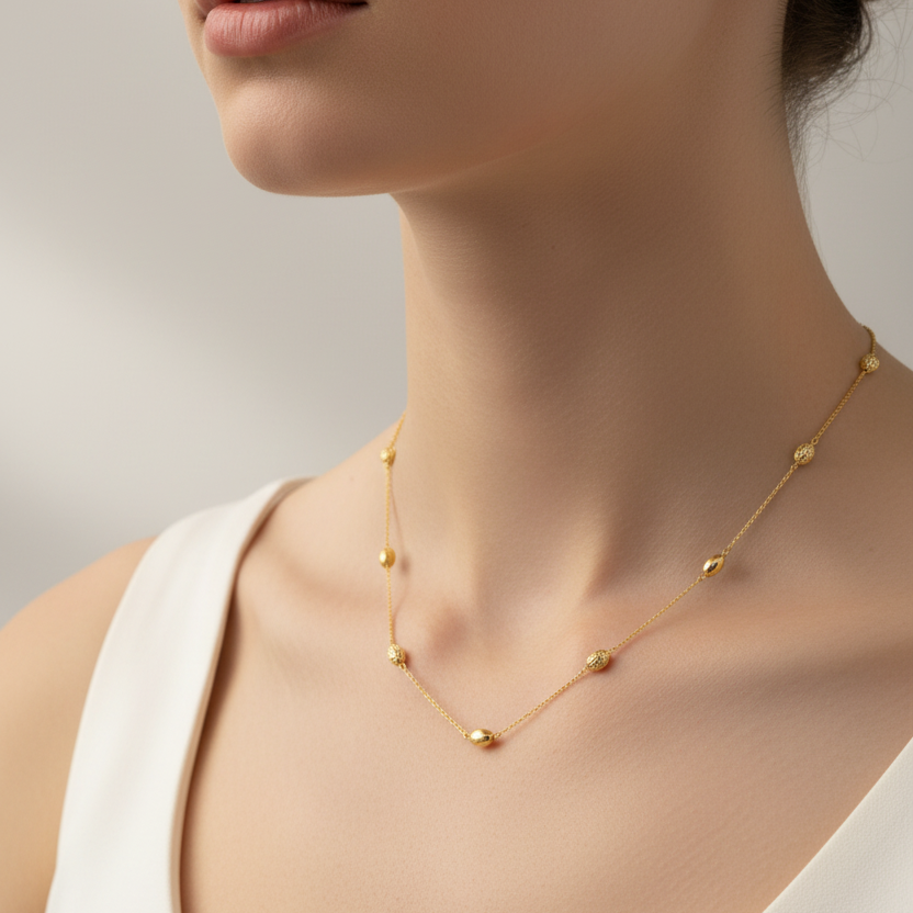 Halskette 585 Gelbgold Rundanker diamantiert – Splendido – macro detail