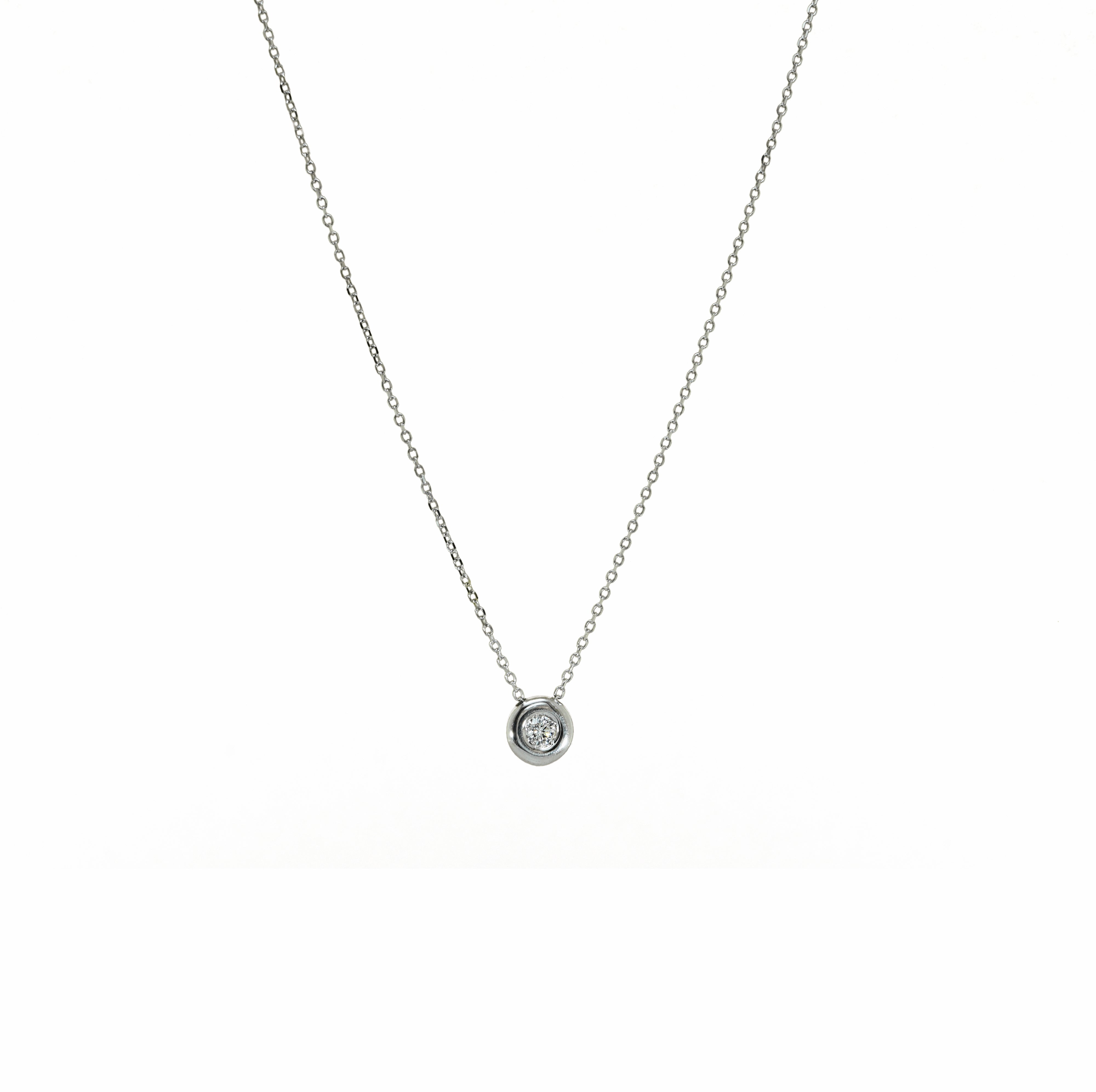 Halskette 585 Weißgold Brillant 0,10 ct Zargenfassung – Splendido – photo produit