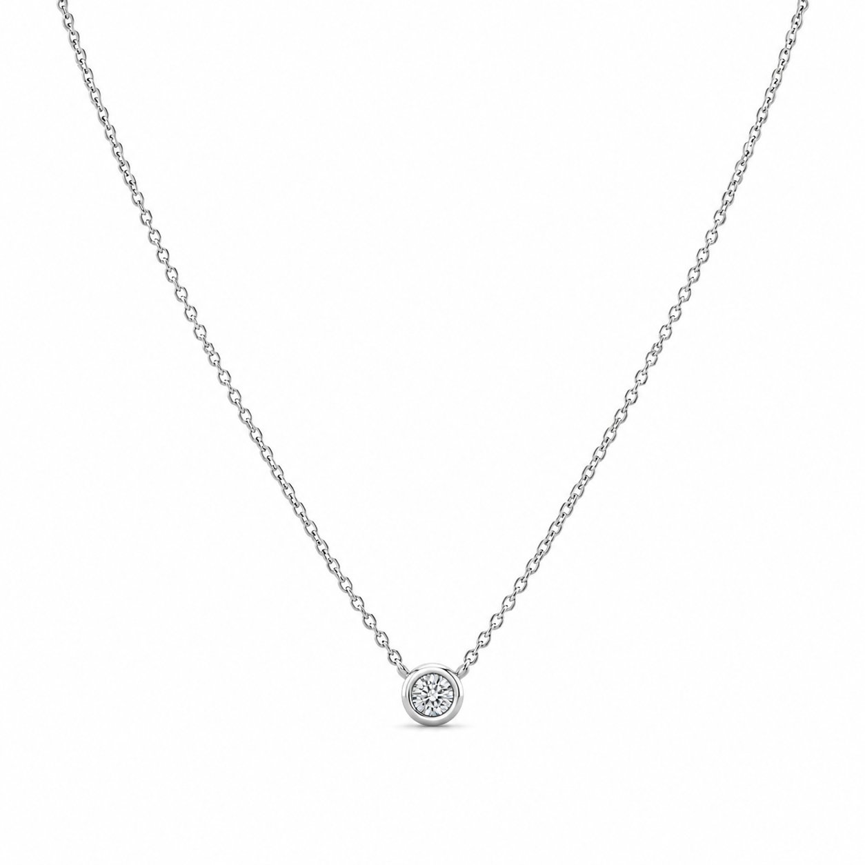 Halskette 585 Weißgold Brillant 0,10 ct Zargenfassung – Splendido – foto producto