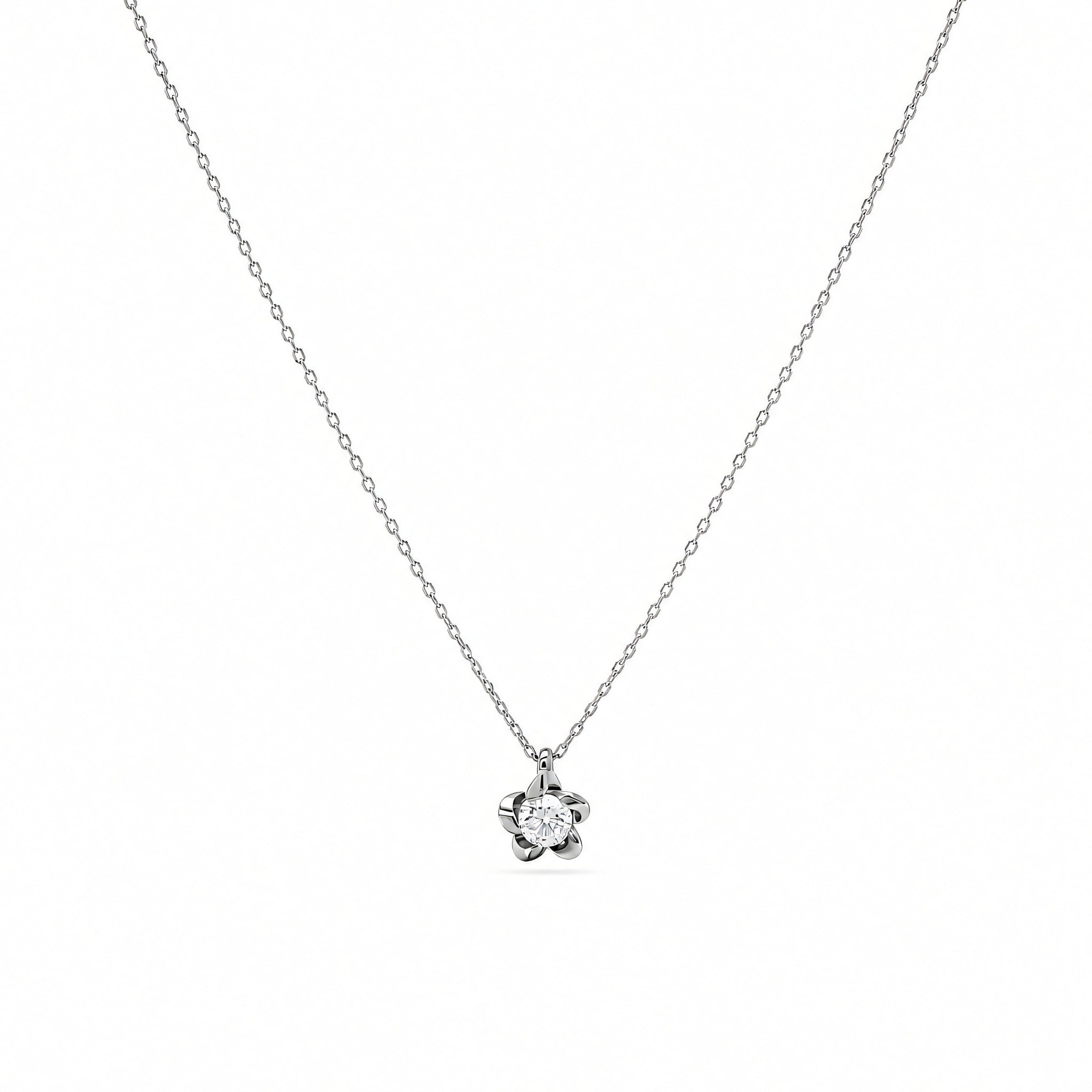 Halskette 585 Gold Brillant 0,16 ct Blütenanhänger – Splendido – foto producto
