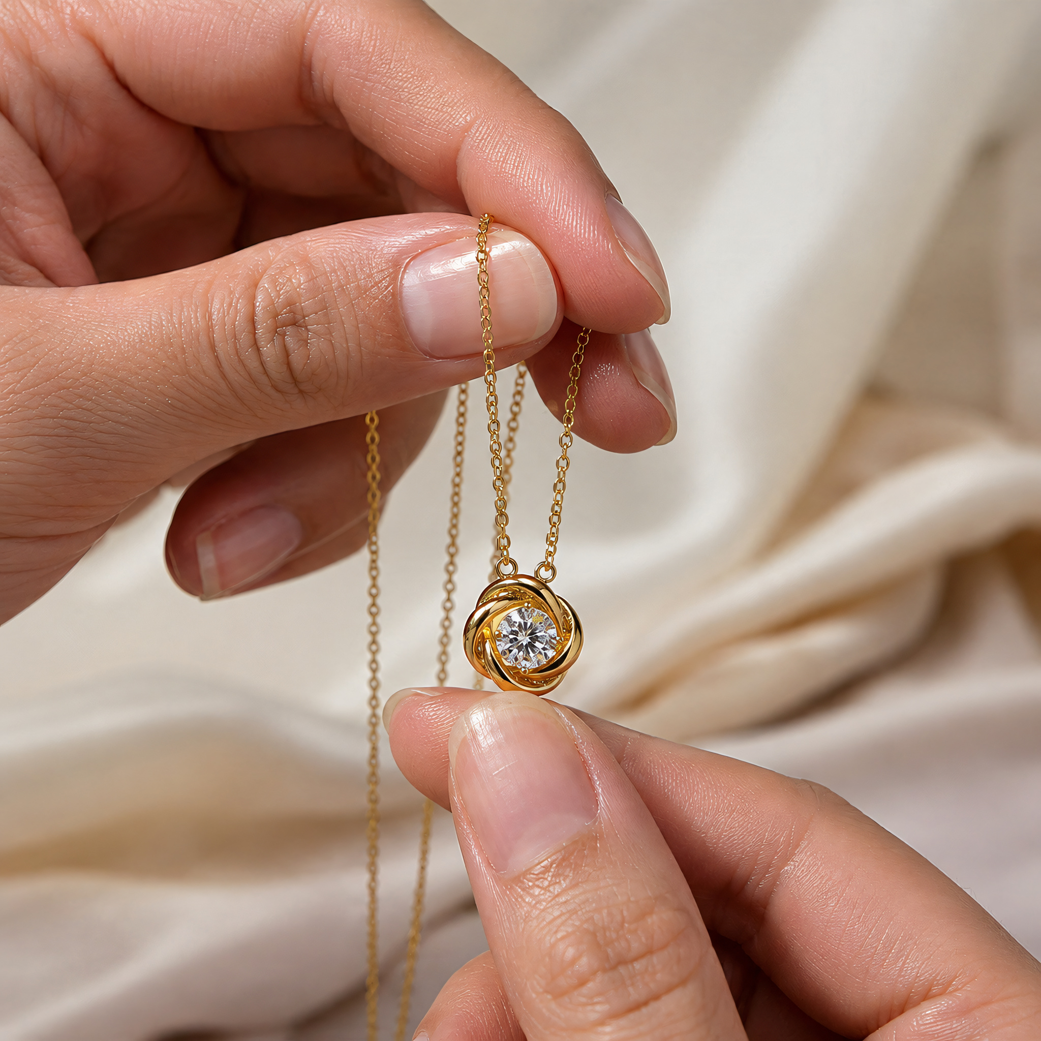 Halskette 585 Gelbgold Zirkonia offener Tropfenanhänger | Splendido Schmuck