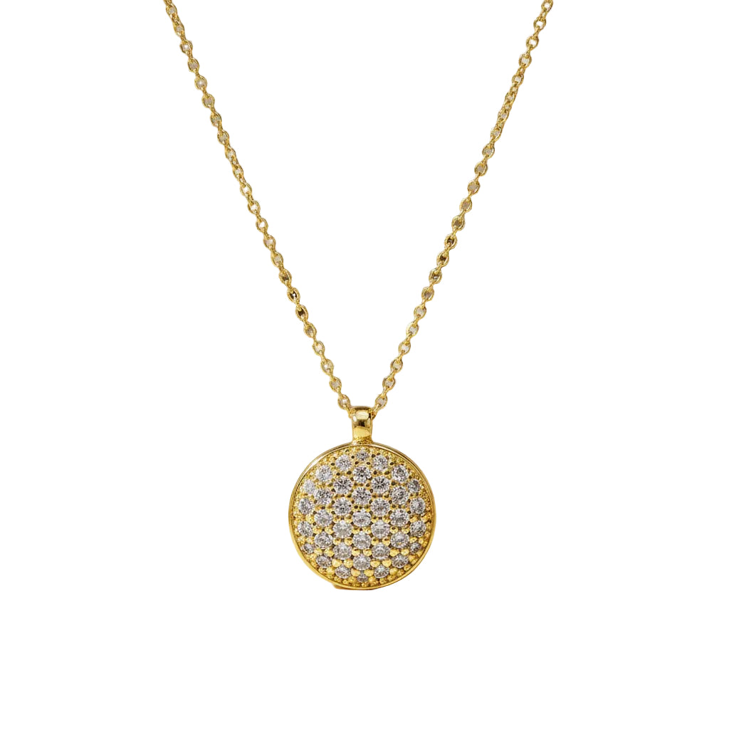 Halskette 585 Gelbgold Zirkonia Pavé Vollbesatz Rund – Splendido – product photo