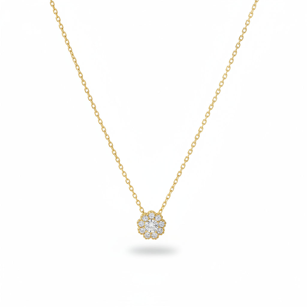Halskette 585 Gold Zirkonia Bluetenhaenger Zentralstein – Splendido – product photo