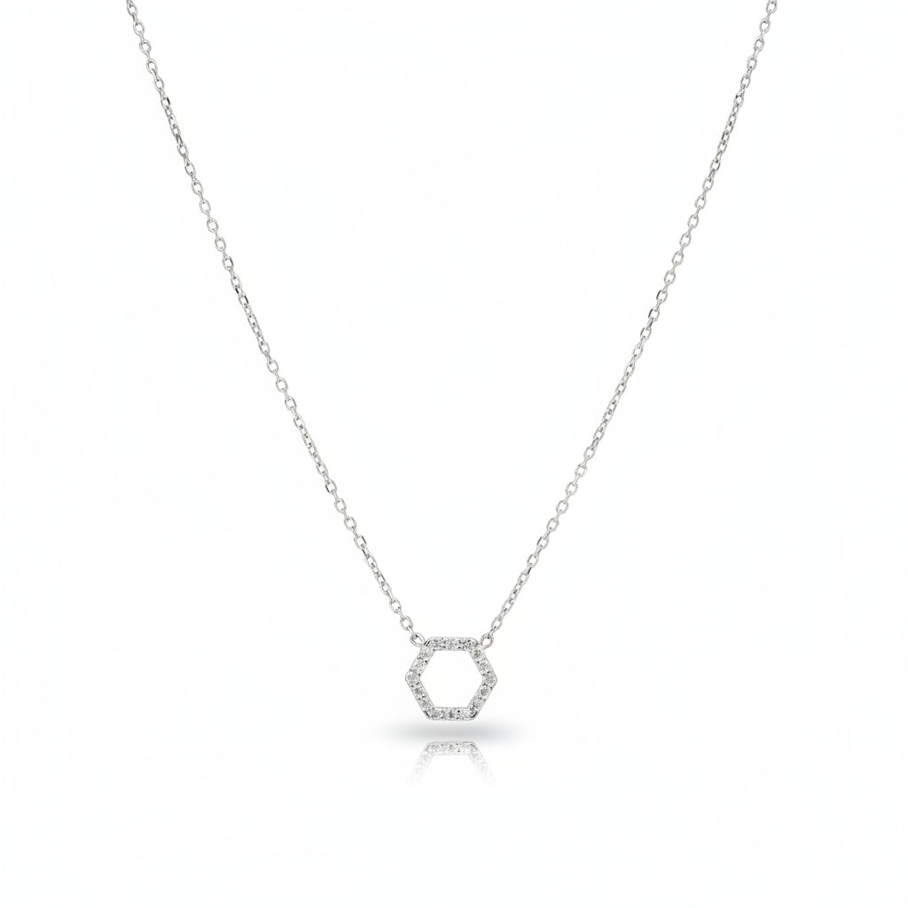 Halskette 585 Gold Zirkonia Sechseck-Anhänger – Splendido – product photo