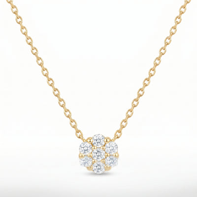 Halskette 585 Gold Zirkonia Blütenanhänger – Splendido – product photo