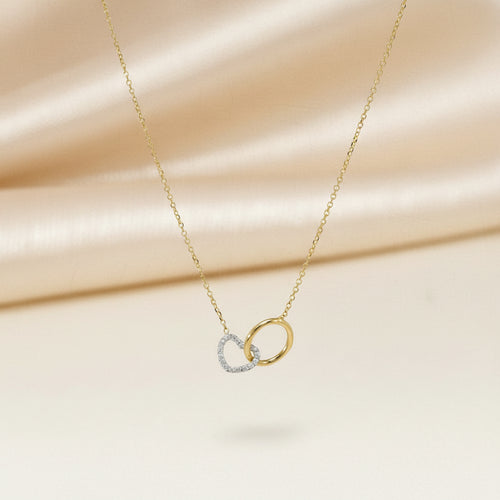 Halskette 585 Gelbgold Zirkonia Herzanhänger mit Kreis | Splendido Schmuck