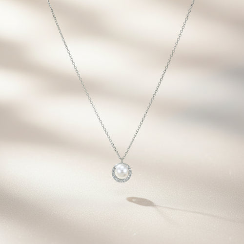 Halskette 585 Gold Süßwasserperle Zirkoniakrone | Splendido Schmuck