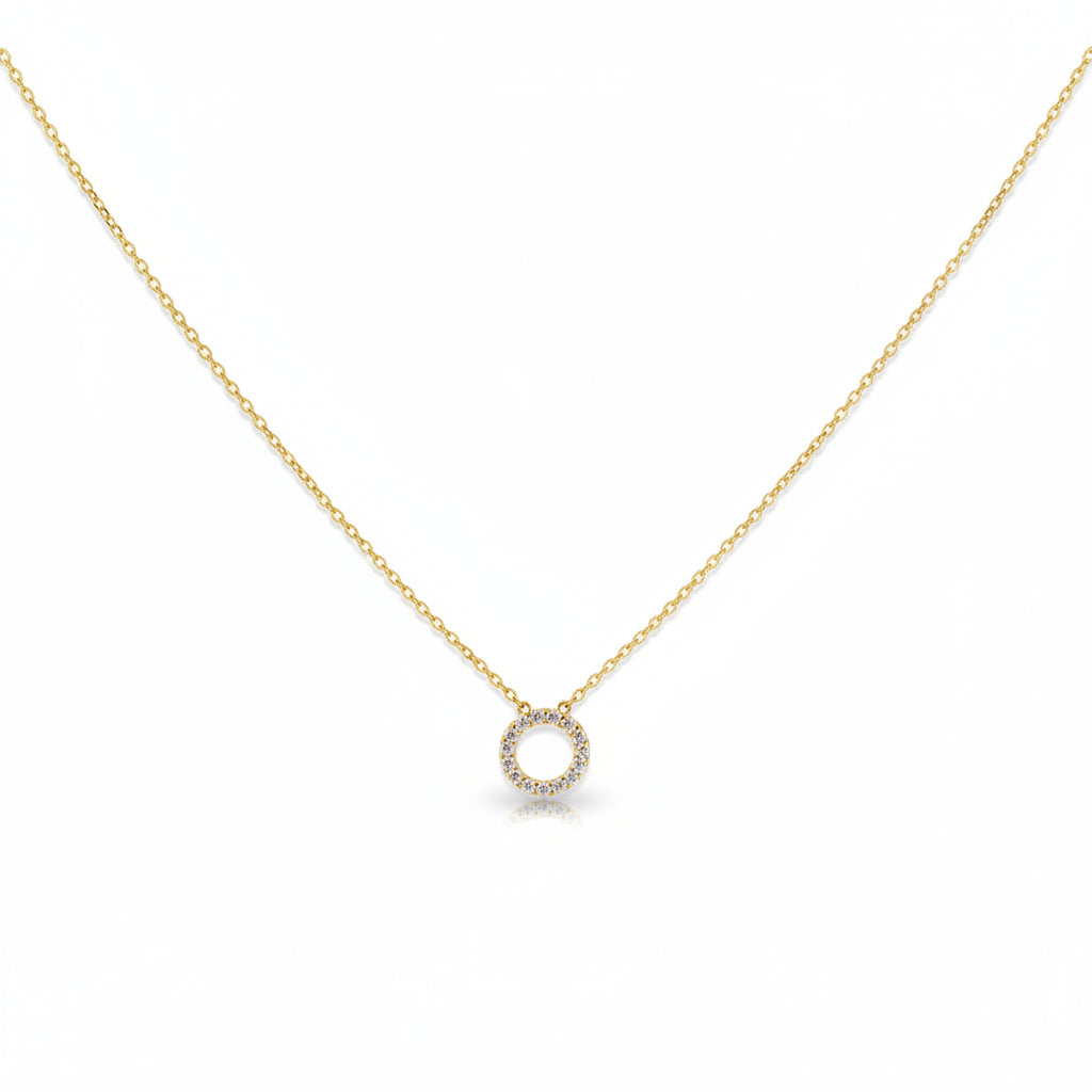 Halskette 585 Gold Zirkonia Pavé Rundanhänger – Splendido – productfoto