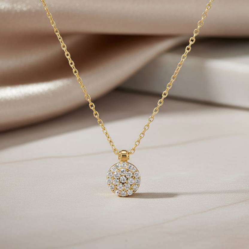 Halskette 585 Gold Zirkonia Pavé Besetzt – Splendido – noszony na szyi