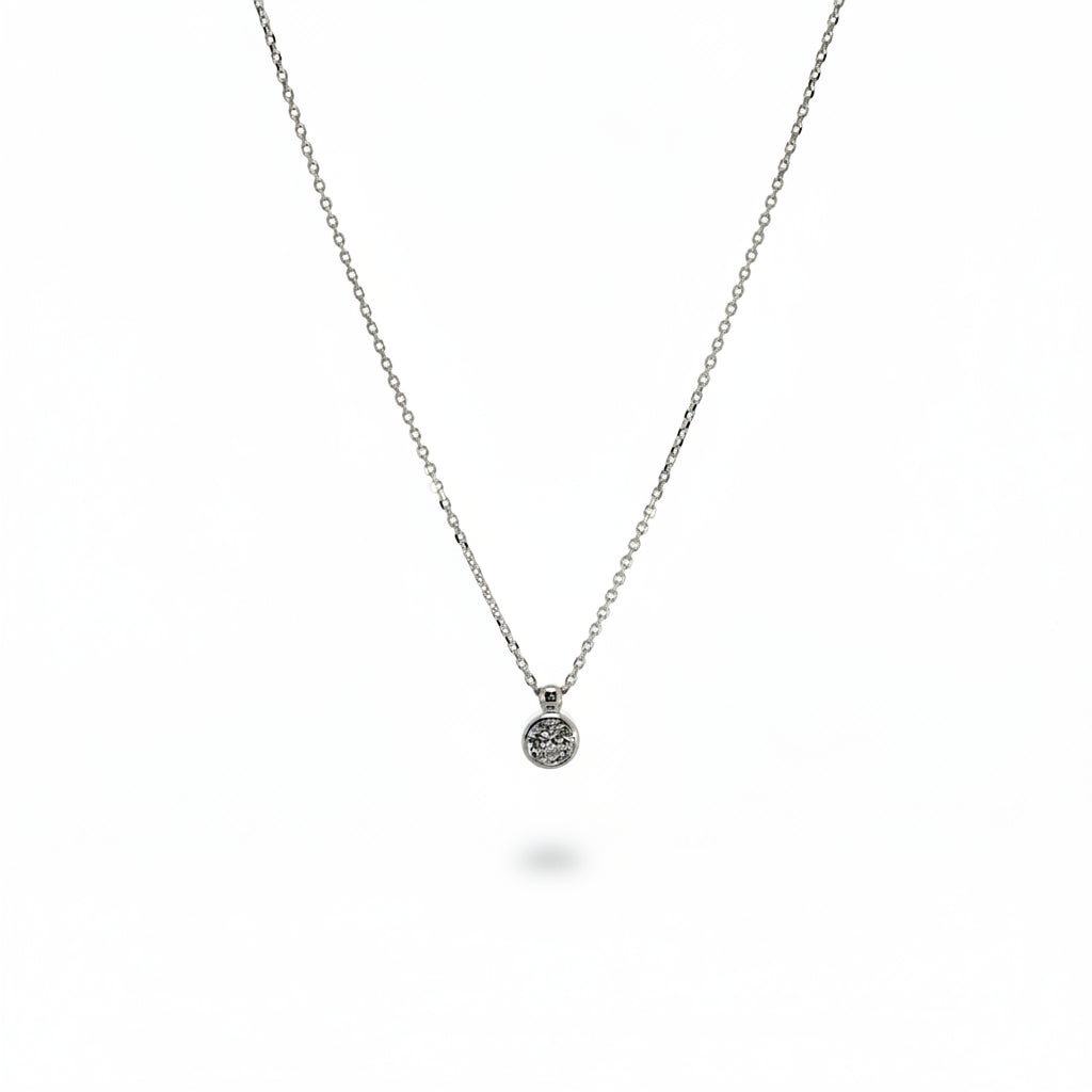Halskette 585 Weißgold Zirkonia Zargenfassung – Splendido – productfoto