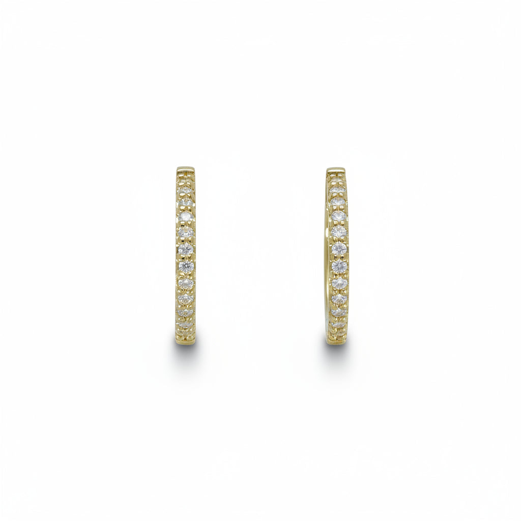 Ohrringe 585 Gelbgold Brillant Creolen Linienbesatz – Splendido – photo produit