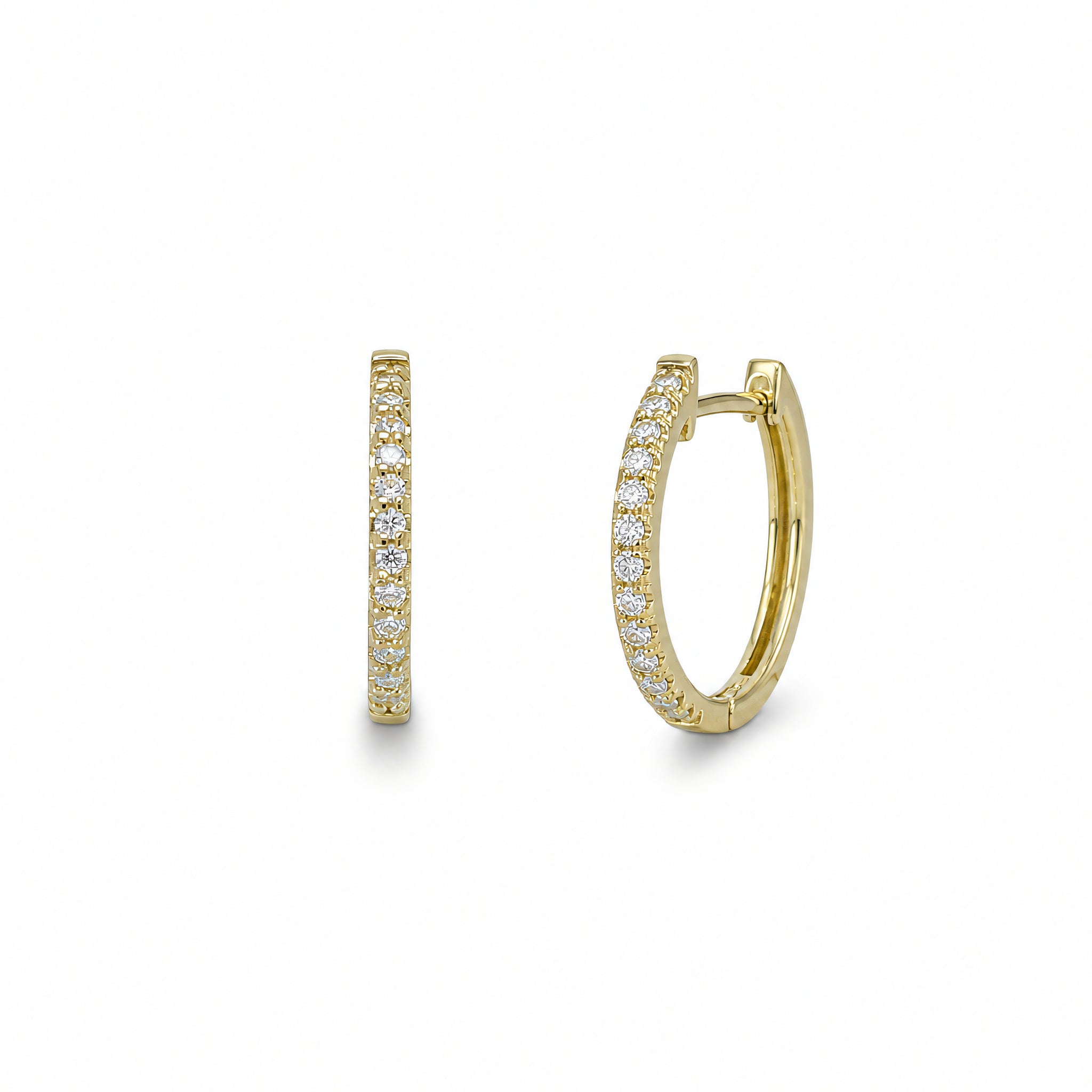 Ohrringe 585 Gelbgold Brillant Creolen Linienbesatz | Splendido Schmuck