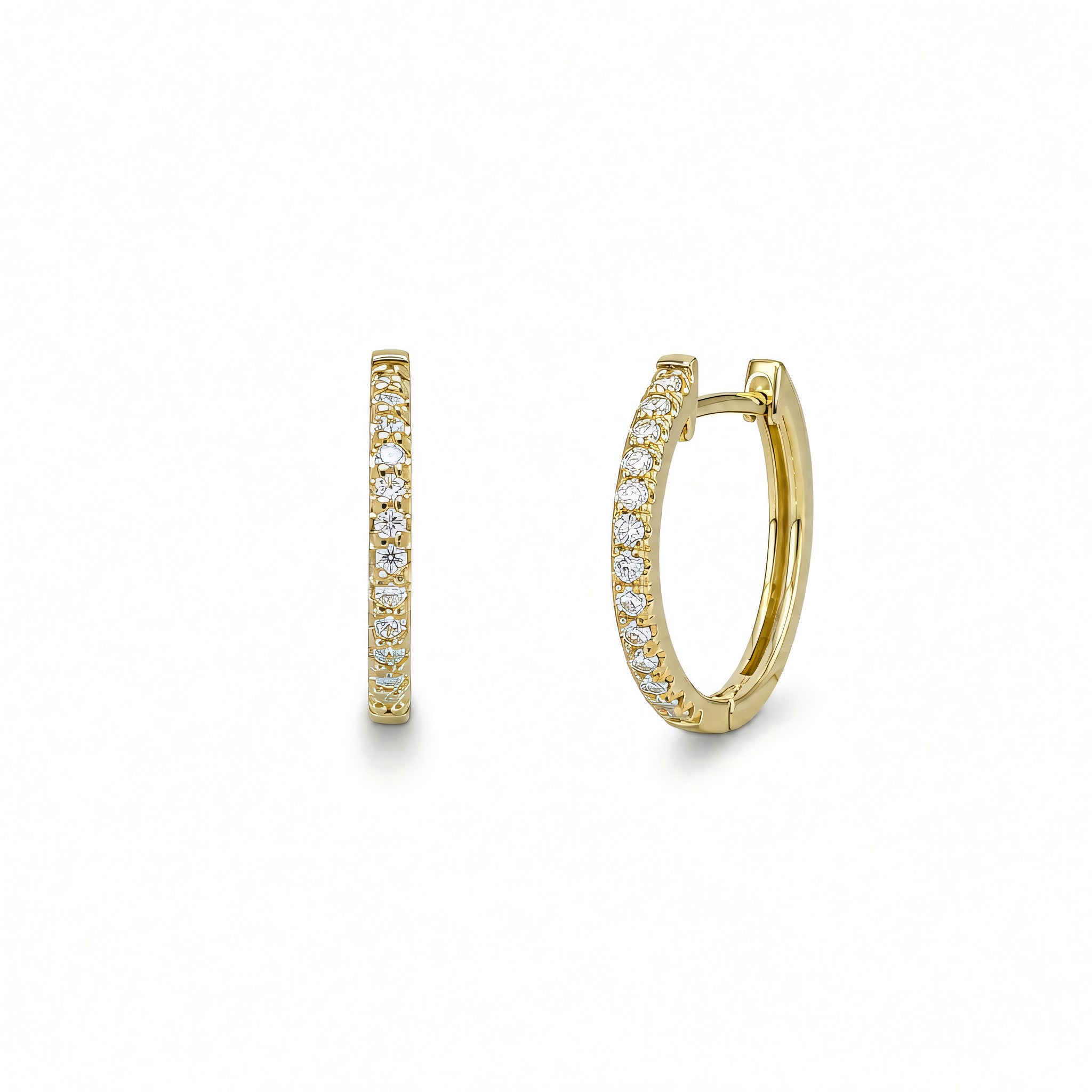 Ohrringe 585 Gelbgold Brillant Creolen Linienbesatz – Splendido – photo produit