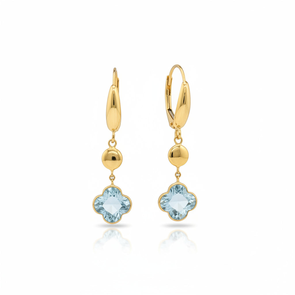 Creolen 585 Gelbgold Edelsteine Vierpassform – Splendido – zdjęcie produktu