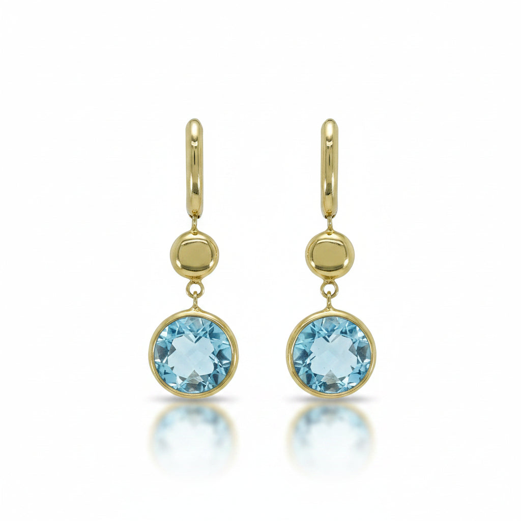 Creolen 585 Gelbgold Topas Beweglicher Anhänger – Splendido – photo produit