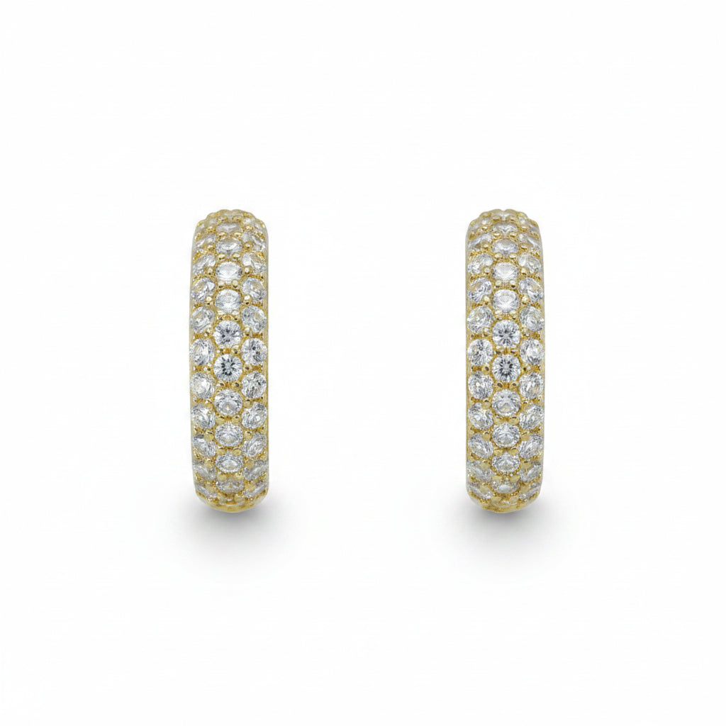 Creolen 585 Gelbgold Zirkonia Mehrreihig – Splendido – photo produit