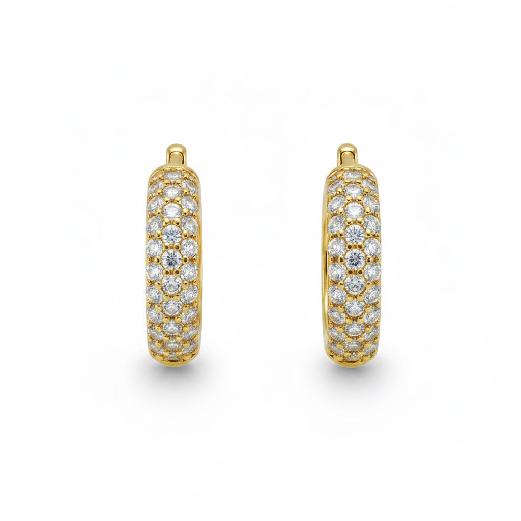 Creolen 585 Gelbgold Zirkonia Mehrreihig – Splendido – zdjęcie produktu