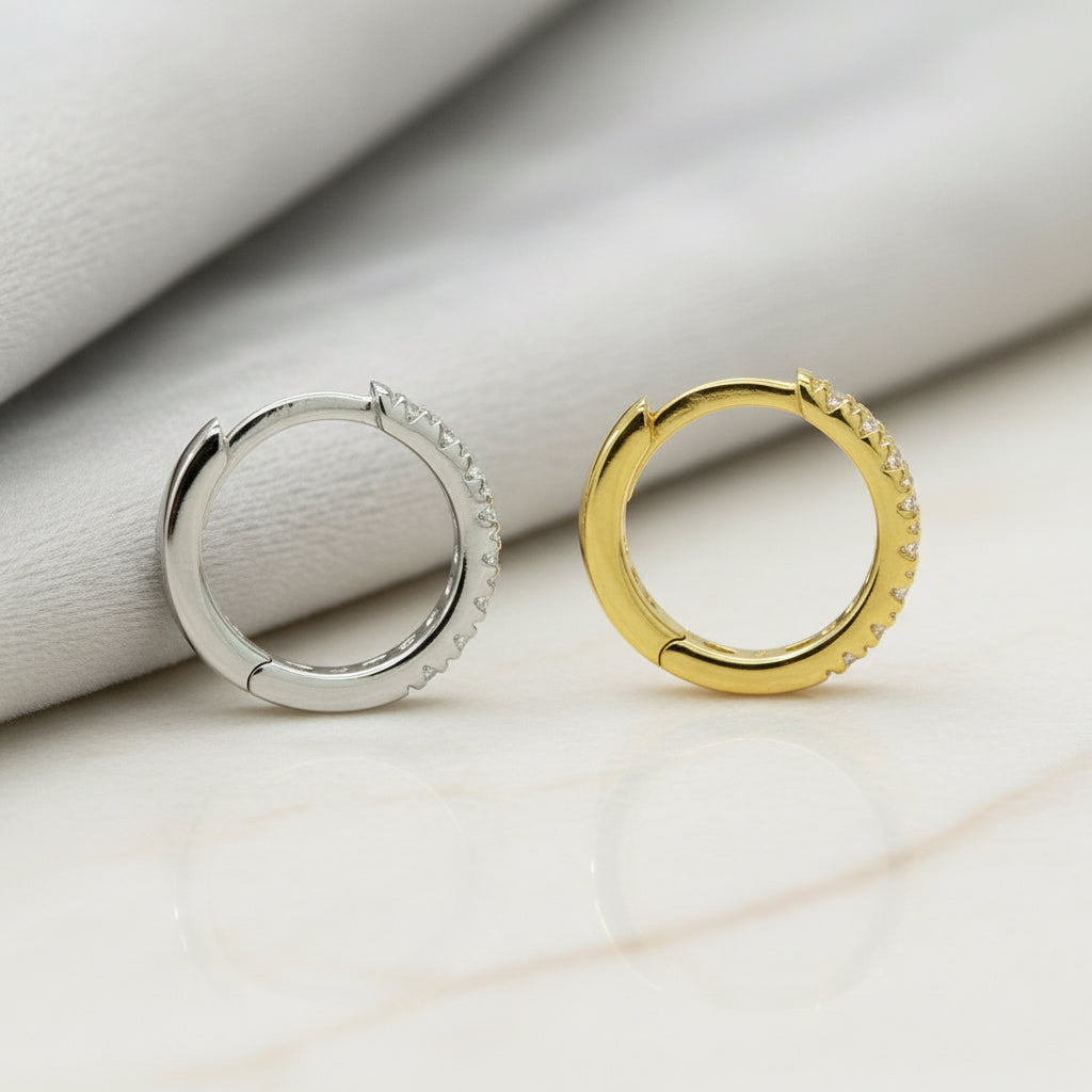 Creolen 585 Gold Zirkonia Krappenfassung – Splendido – model z biżuterią
