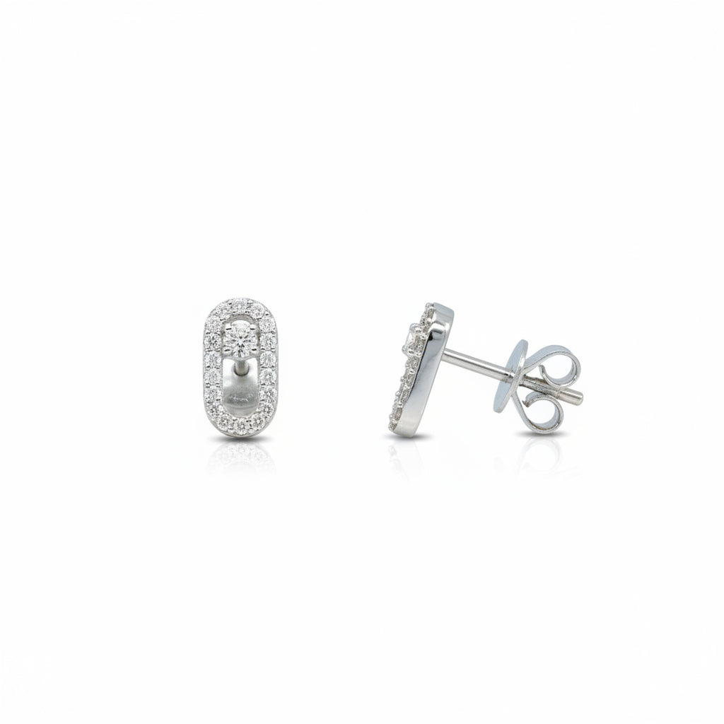 Ohrstecker 585 Weißgold Brillant Pavé länglich – Splendido – photo produit