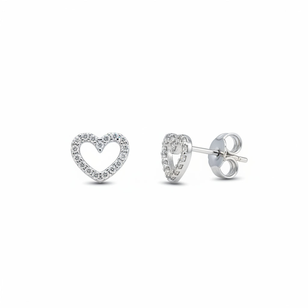 Ohrstecker 585 Gold Zirkonia Herz offene Form – Splendido – foto producto