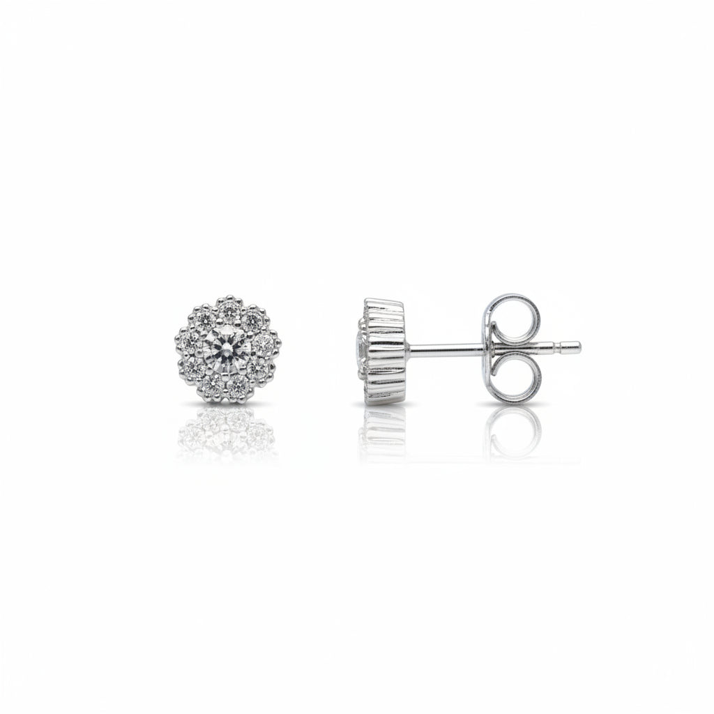 Ohrstecker 585 Gold Zirkonia Blütenform – Splendido – photo produit
