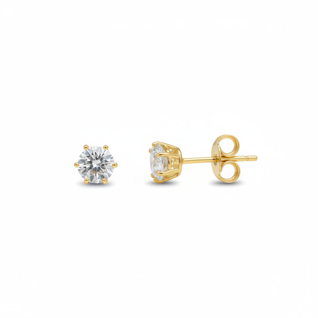 Ohrstecker 585 Gelbgold Zirkonia Krappenfassung – Splendido – photo produit
