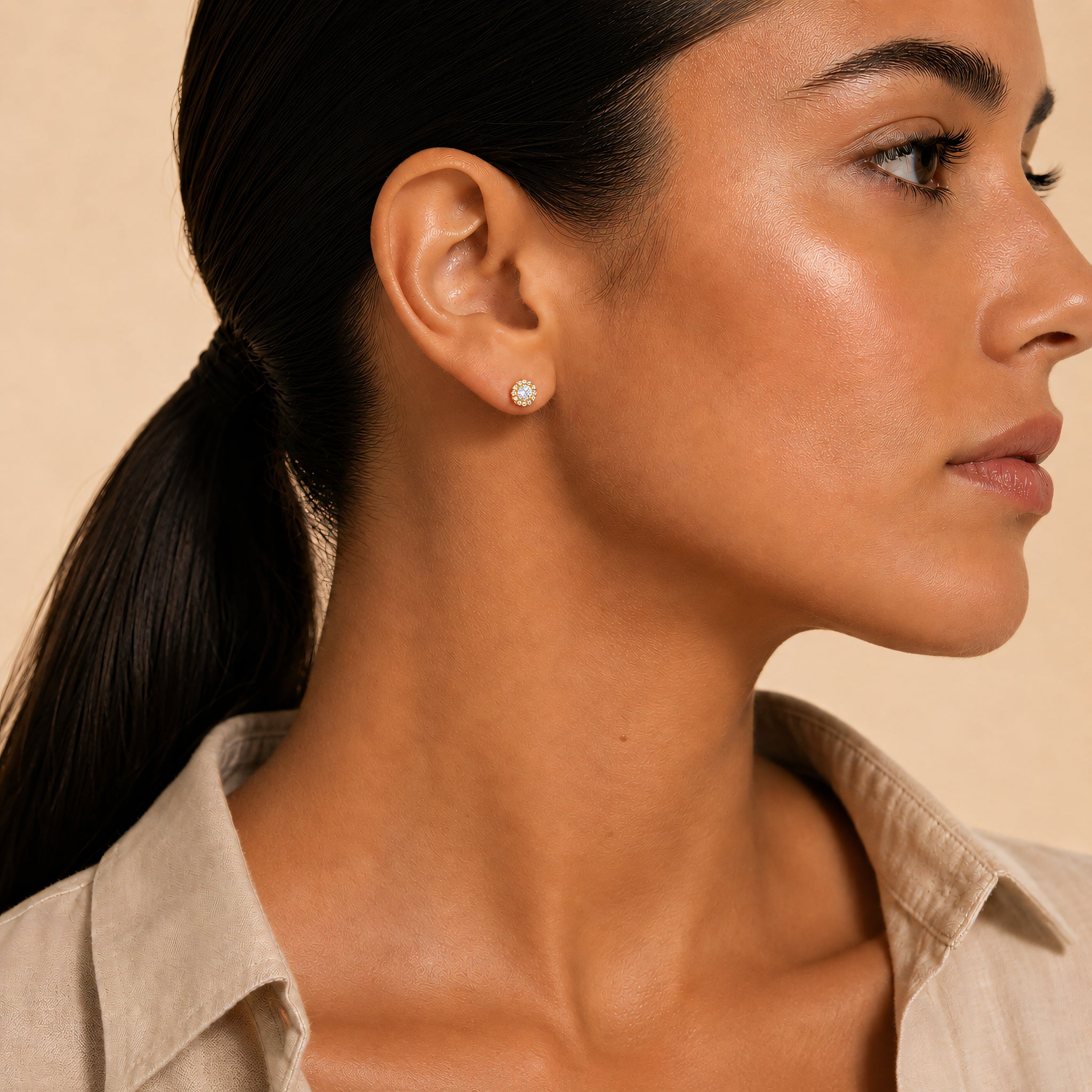 Ohrstecker 585 Gold Zirkonia Halo | Splendido Schmuck