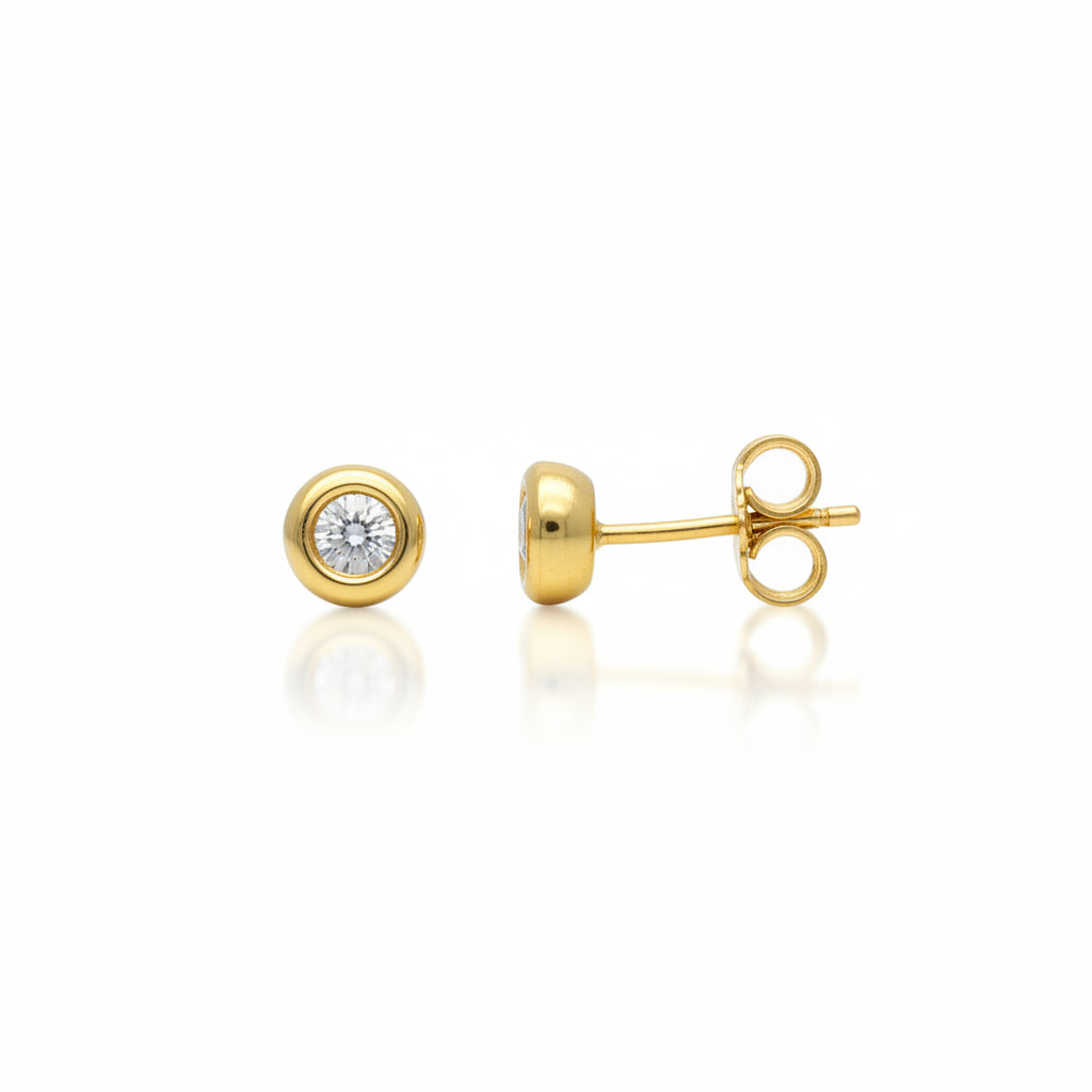 Ohrstecker 585 Gelbgold Zirkonia Zargenfassung – Splendido – foto producto