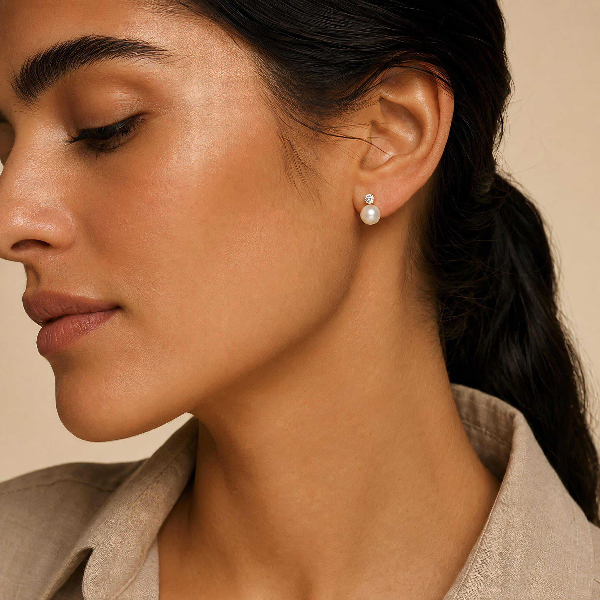 Ohrstecker 585 Gold Zirkonia Perle und | Splendido Schmuck