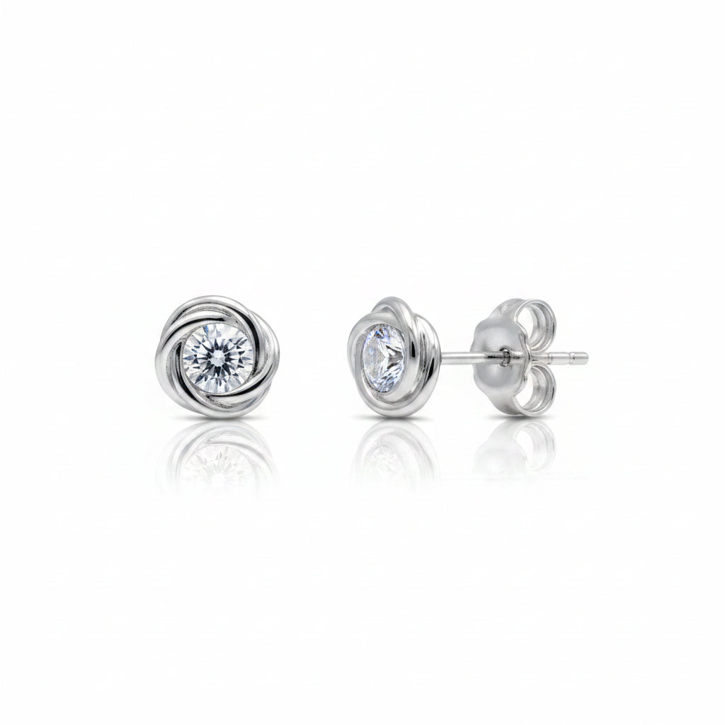 Ohrstecker 585 Weißgold Zirkonia Spirale – Splendido – photo produit