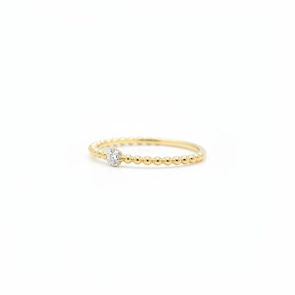 Ring 585 Gelbgold Brillantpavé Perlschiene – Splendido – zdjęcie produktu