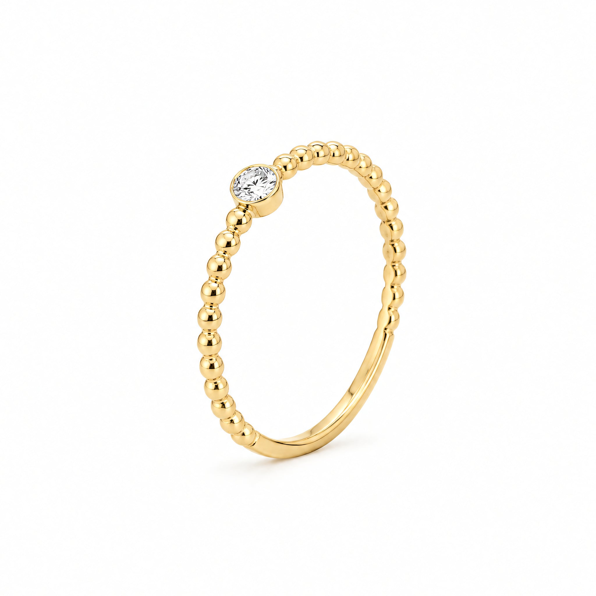 Ring 585 Gelbgold Brillantpavé Perlschiene | Splendido Schmuck
