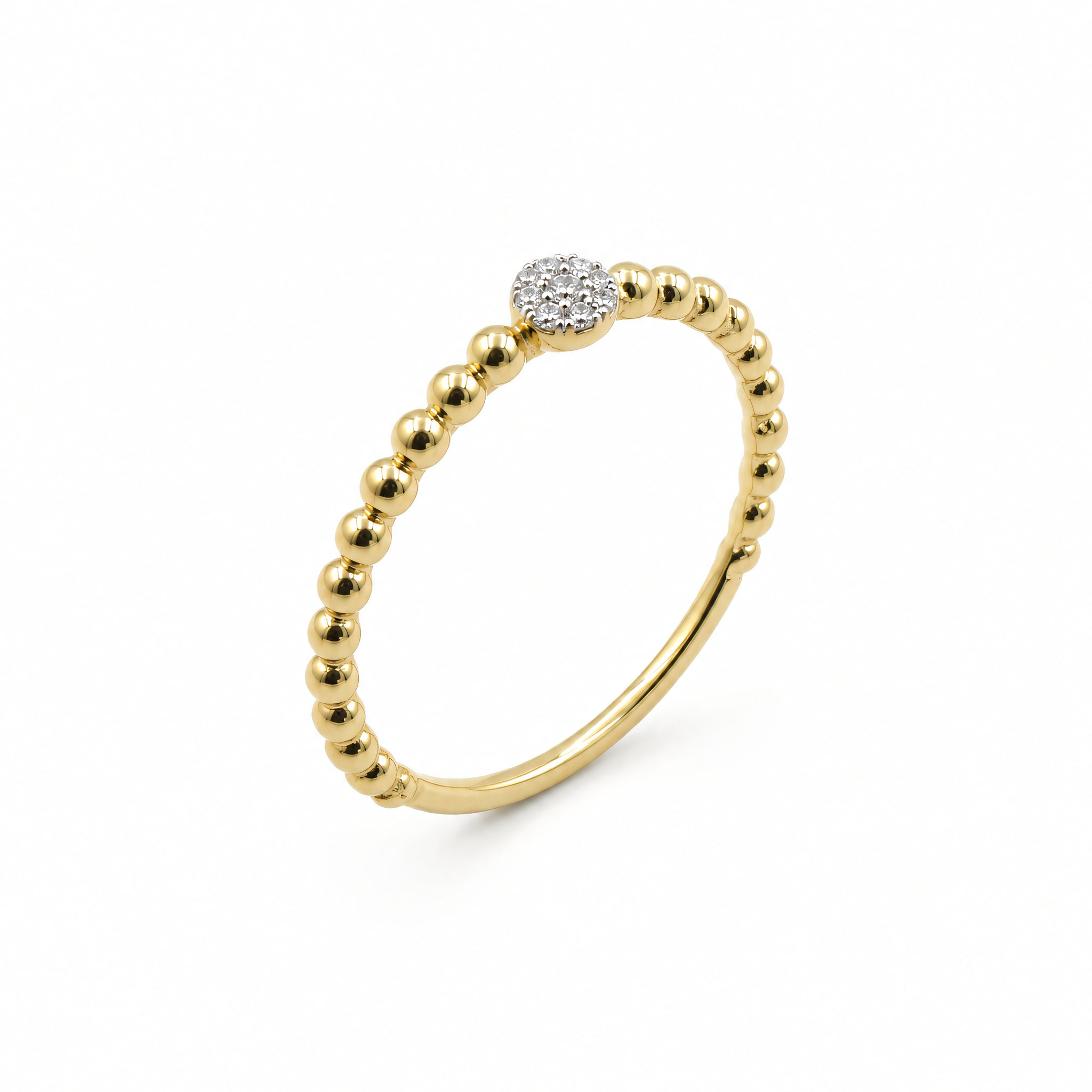 Ring 585 Gelbgold Brillantpavé Perlschiene – Splendido – zdjęcie produktu