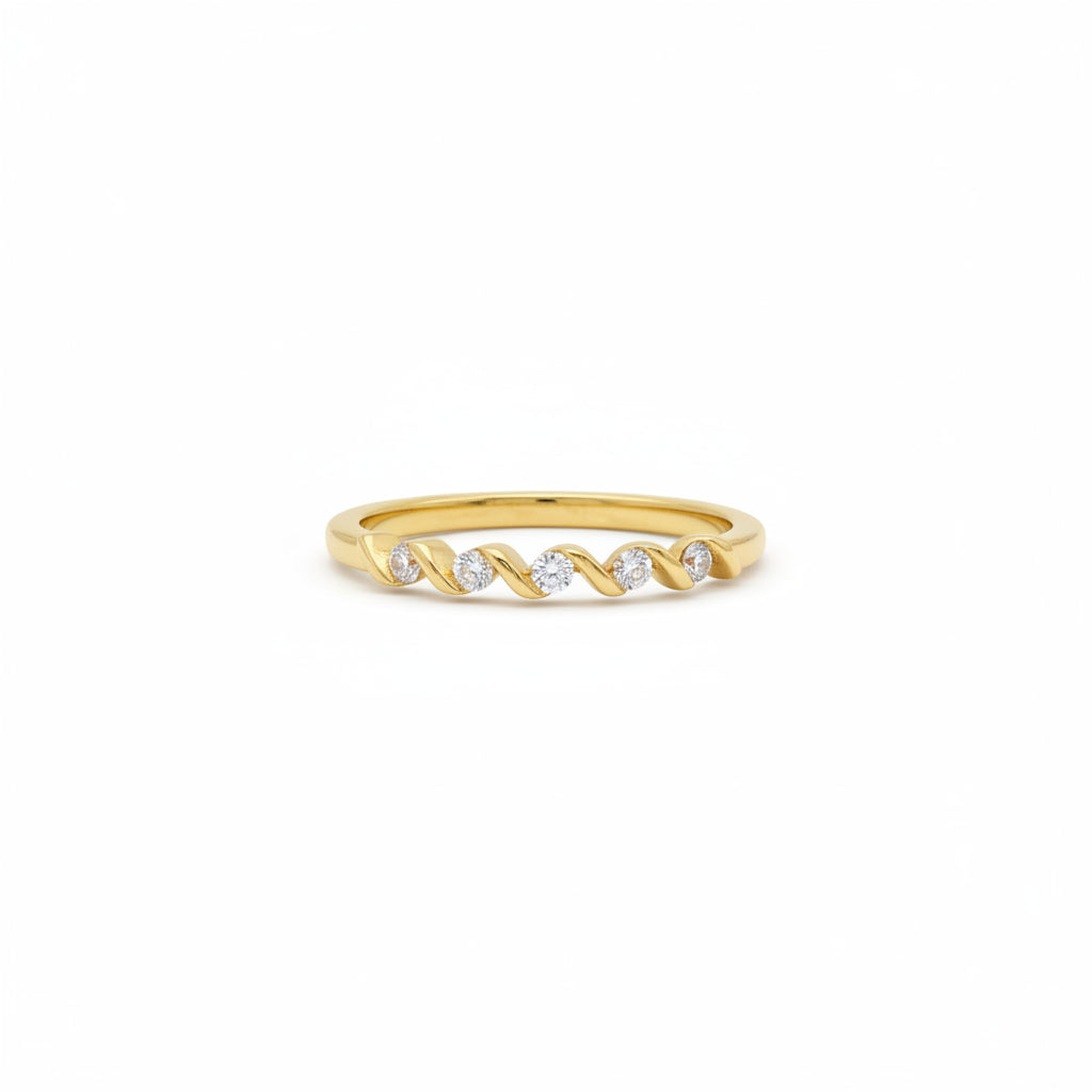 Ring 585 Gold Brillanten 0,10 ct gedrehte Linie – Splendido – model met sieraad