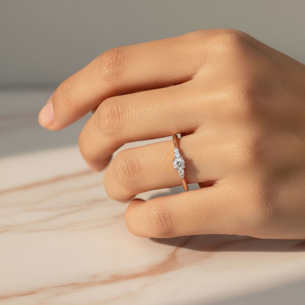 Ring 585 Gold Brillanten 0,15 ct Mehrsteinring – Splendido – szczegół makro