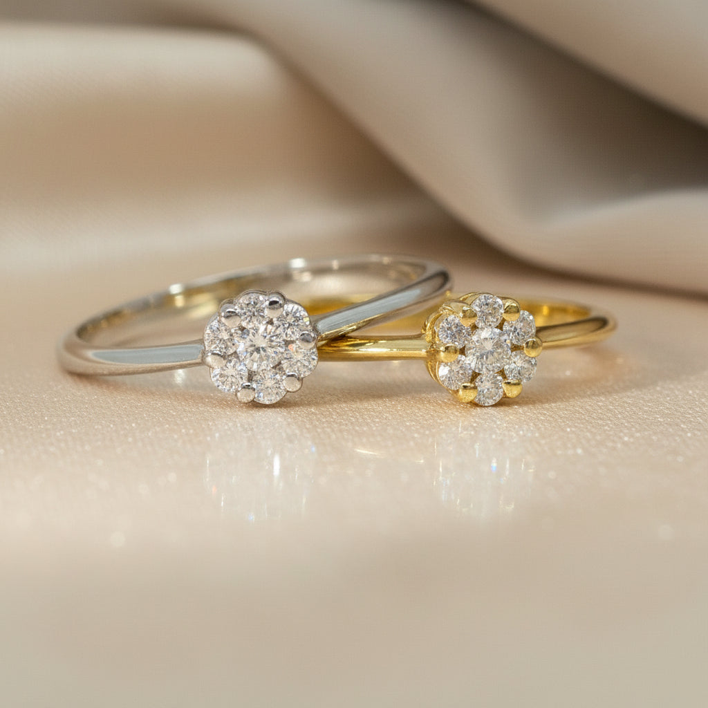 Ring 585 Gold Brillanten 0,16 ct Brillantblüte – Splendido – llevado en el dedo