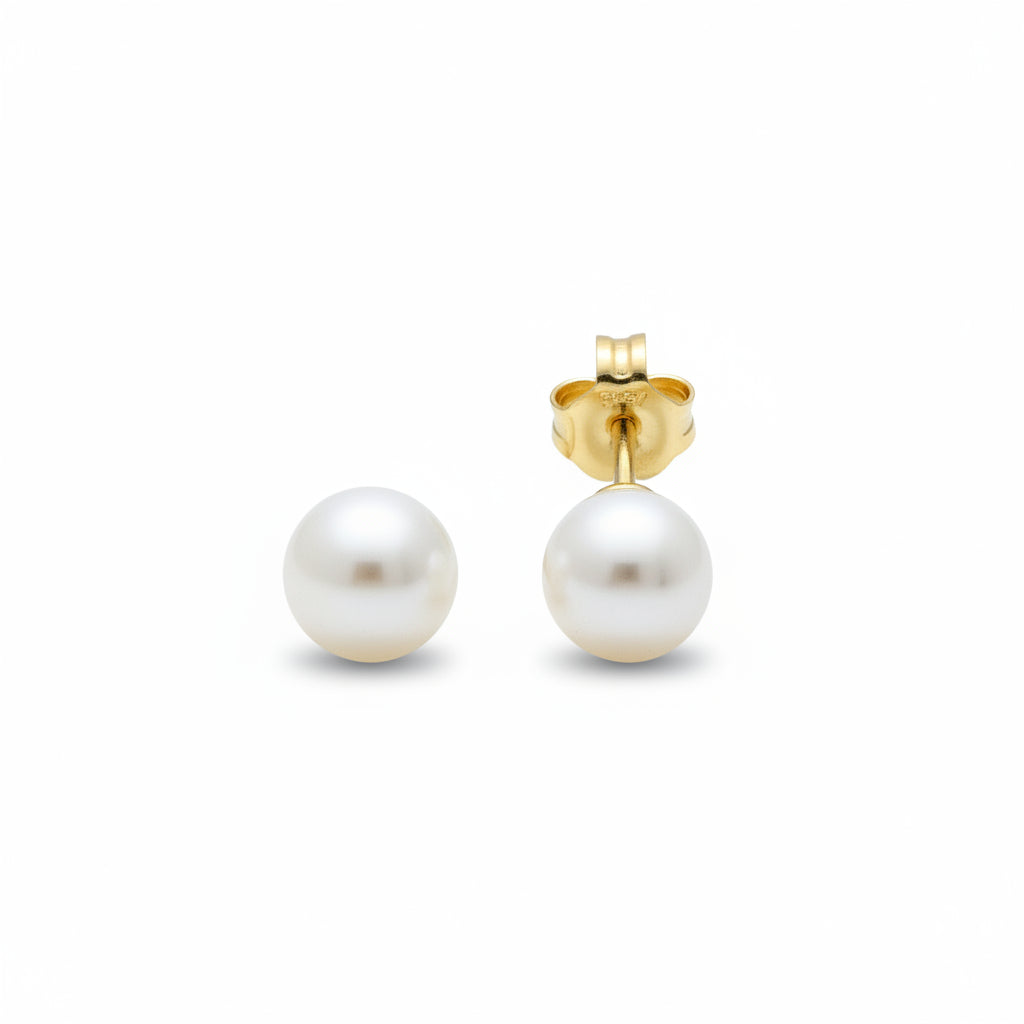 Ohrstecker 585 Gelbgold Perle rund Bezel – Splendido – photo produit