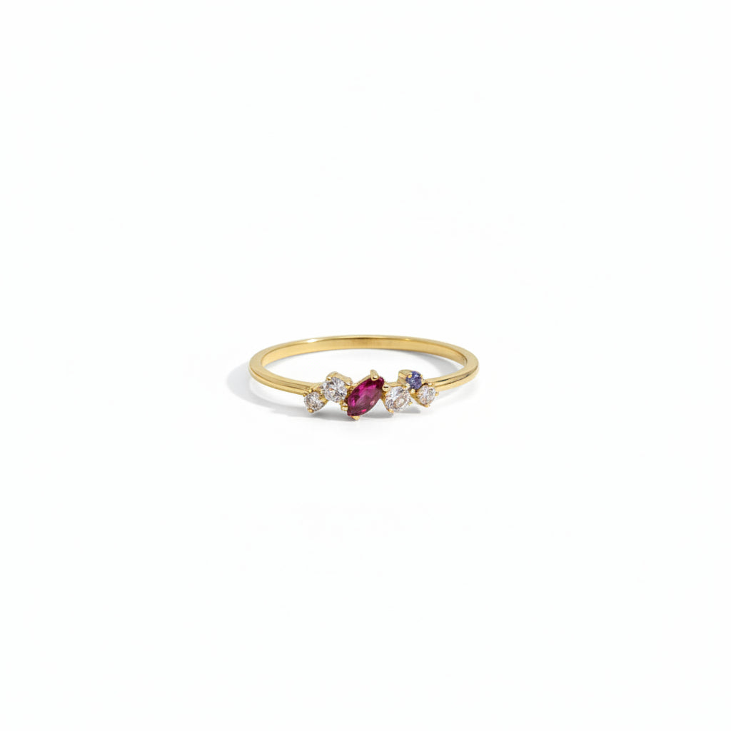 Ring 585 Gelbgold Zirkonia dreifarbig | Splendido Schmuck