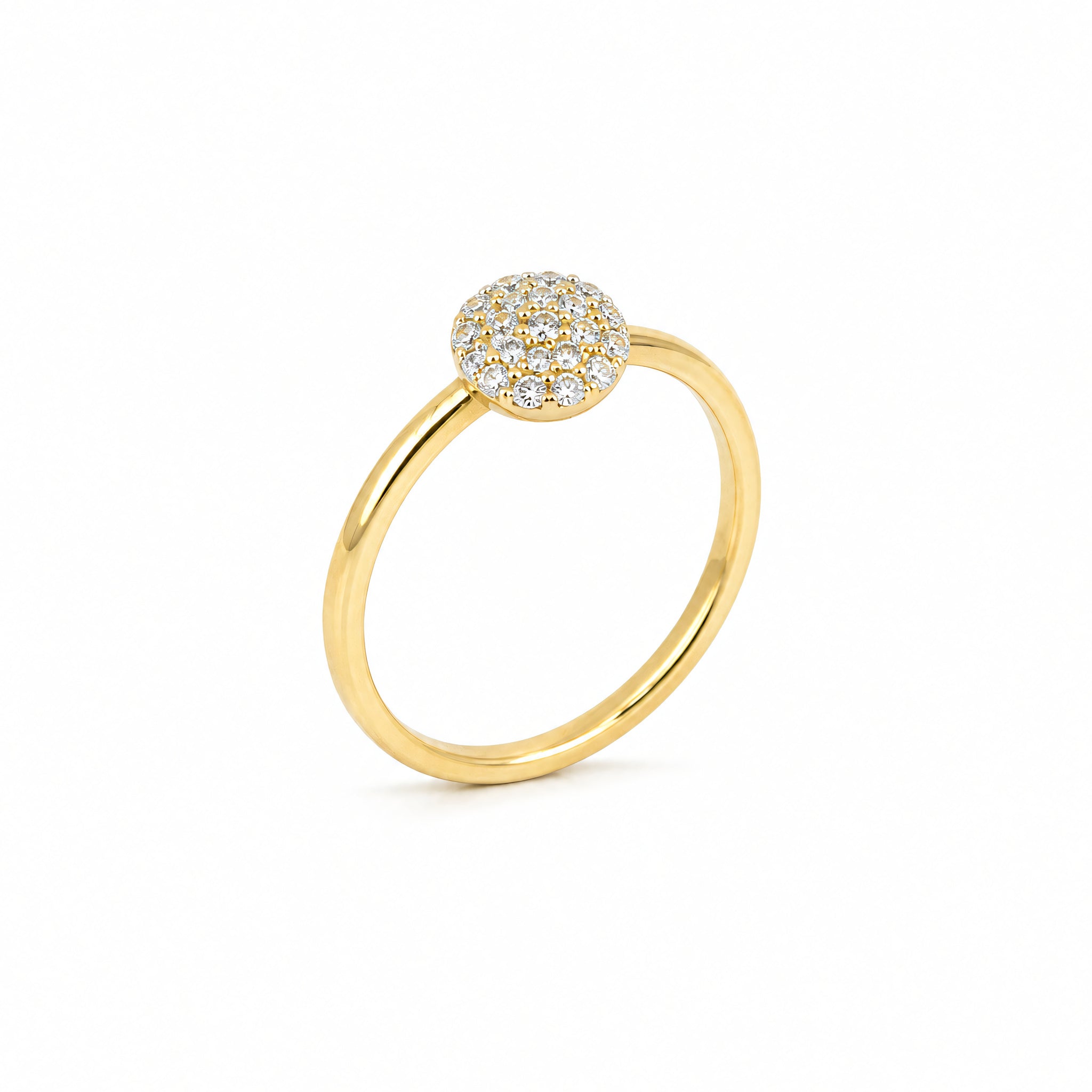 Ring 585 Gold Zirkonia Pavé Rundmotiv | Splendido Schmuck