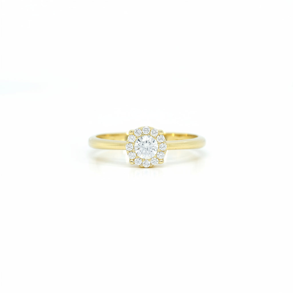Ring 585 Gelbgold Zirkonia Solitär Halo – Splendido – foto producto