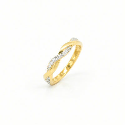 Ring 585 Gelbgold Zirkonia geflochtenes Muster – Splendido – product photo