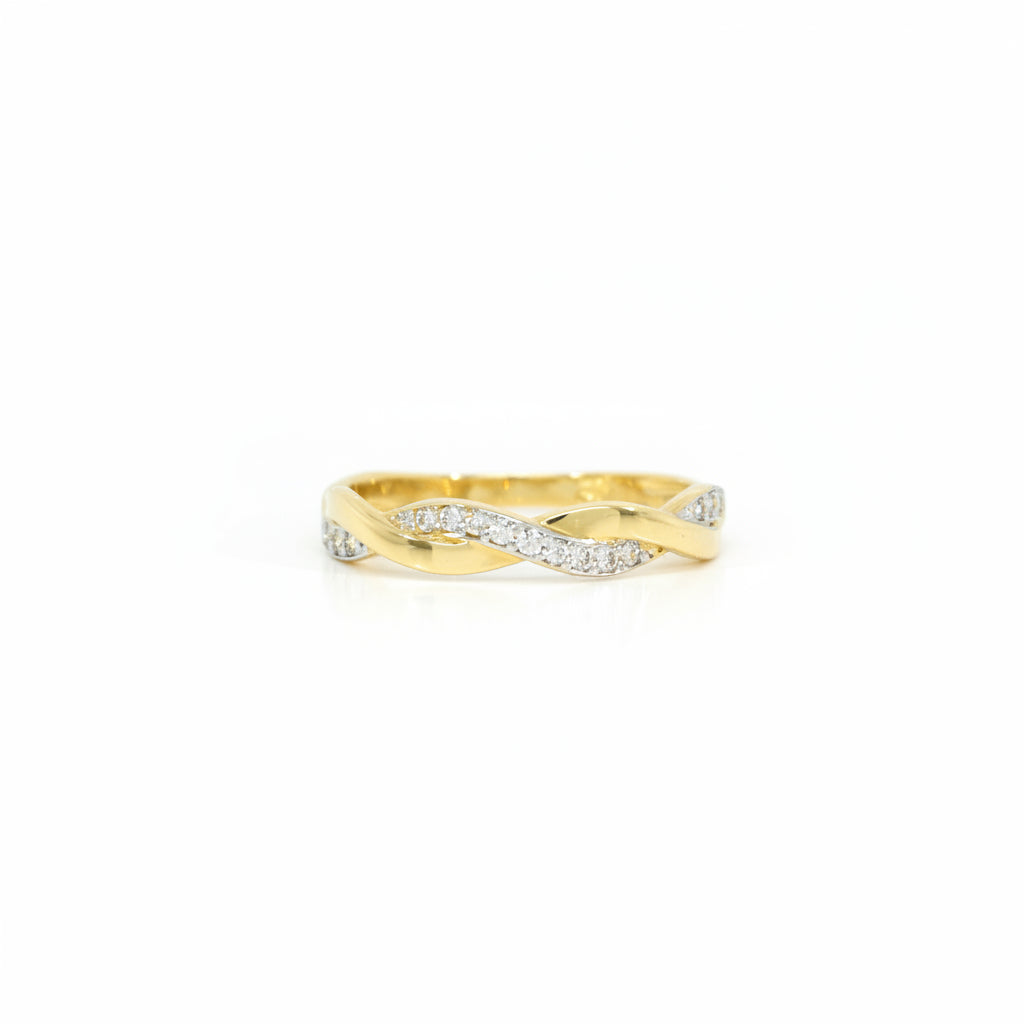 Ring 585 Gelbgold Zirkonia geflochtenes Muster – Splendido – product photo