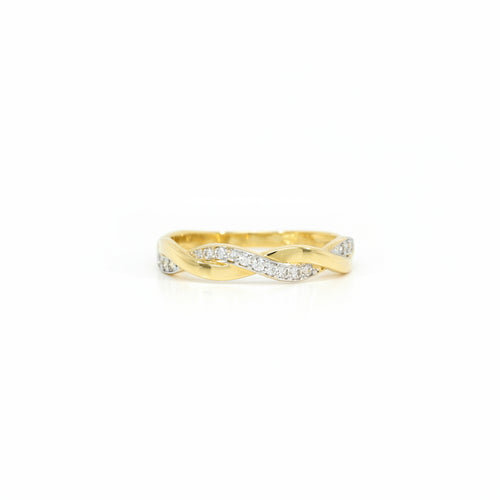 Ring 585 Gelbgold Zirkonia geflochtenes Muster – Splendido – photo produit