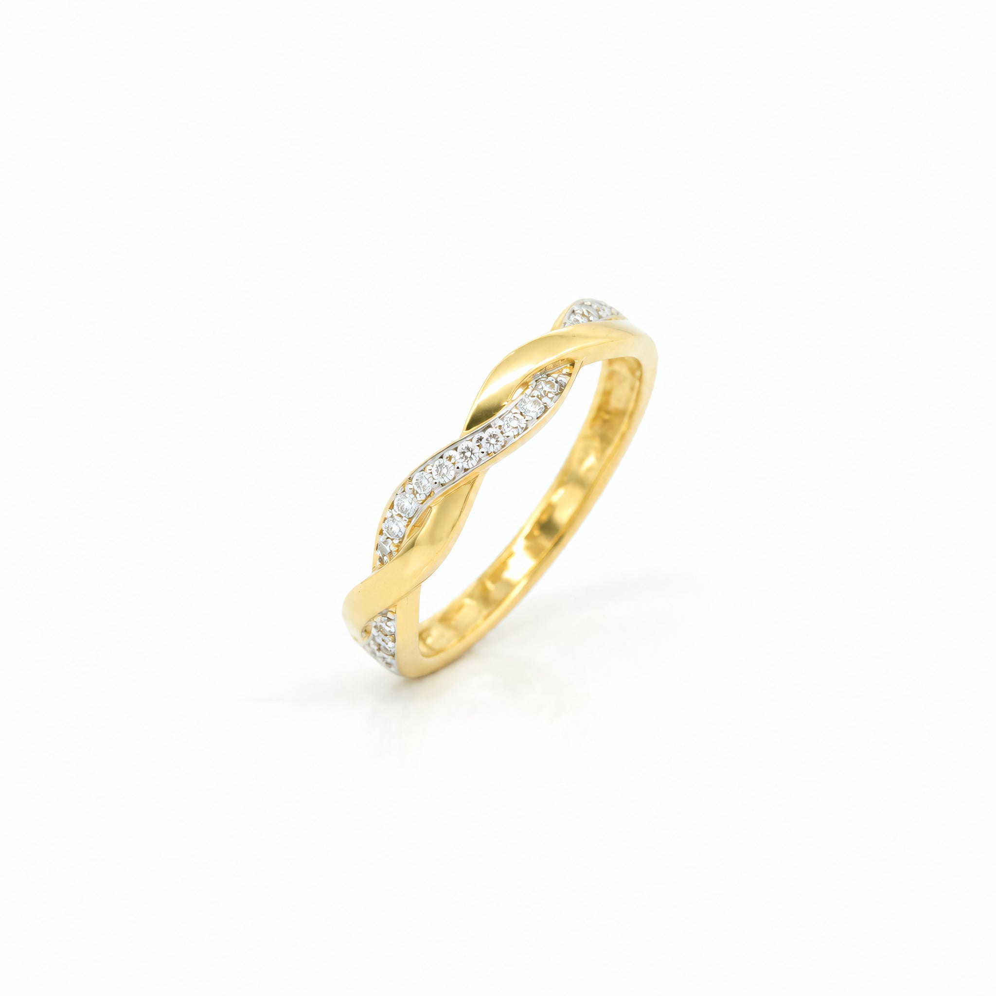 Ring 585 Gelbgold Zirkonia geflochtenes Muster – Splendido – product photo