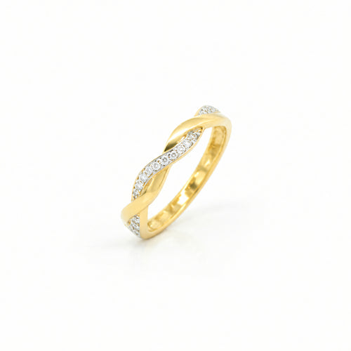 Ring 585 Gelbgold Zirkonia geflochtenes Muster – Splendido – product photo