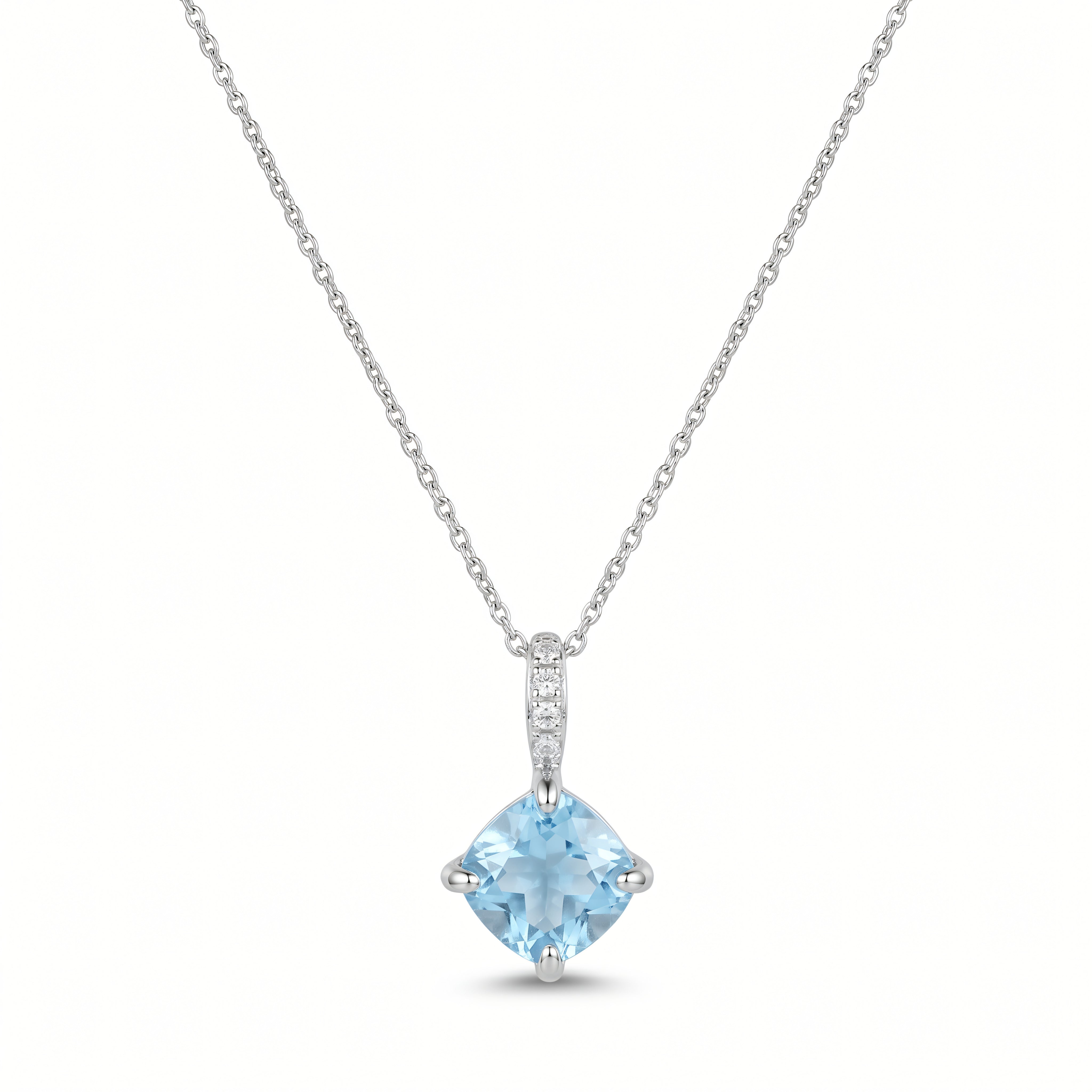 Halskette 925 Silber Topas Cushion Anhänger | Splendido Schmuck