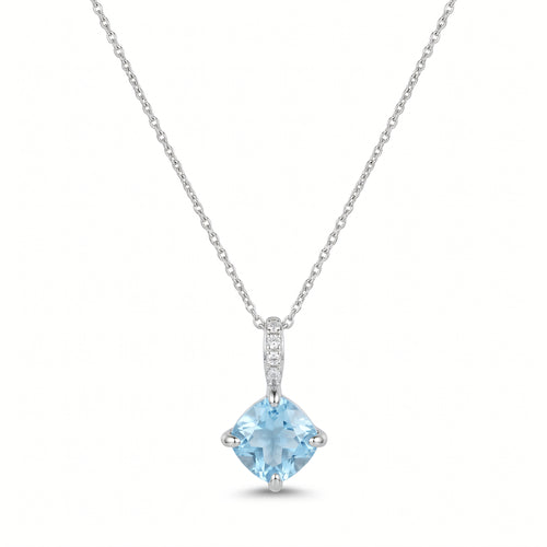 Halskette 925 Silber Topas Cushion Anhänger | Splendido Schmuck