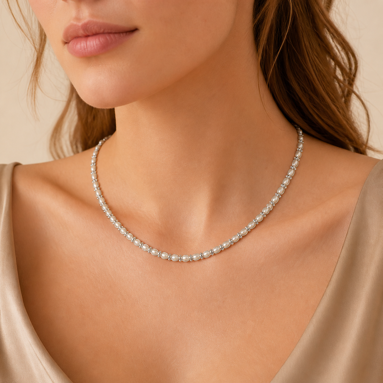 Halskette 925 Silber Reisperlenkette | Splendido Schmuck