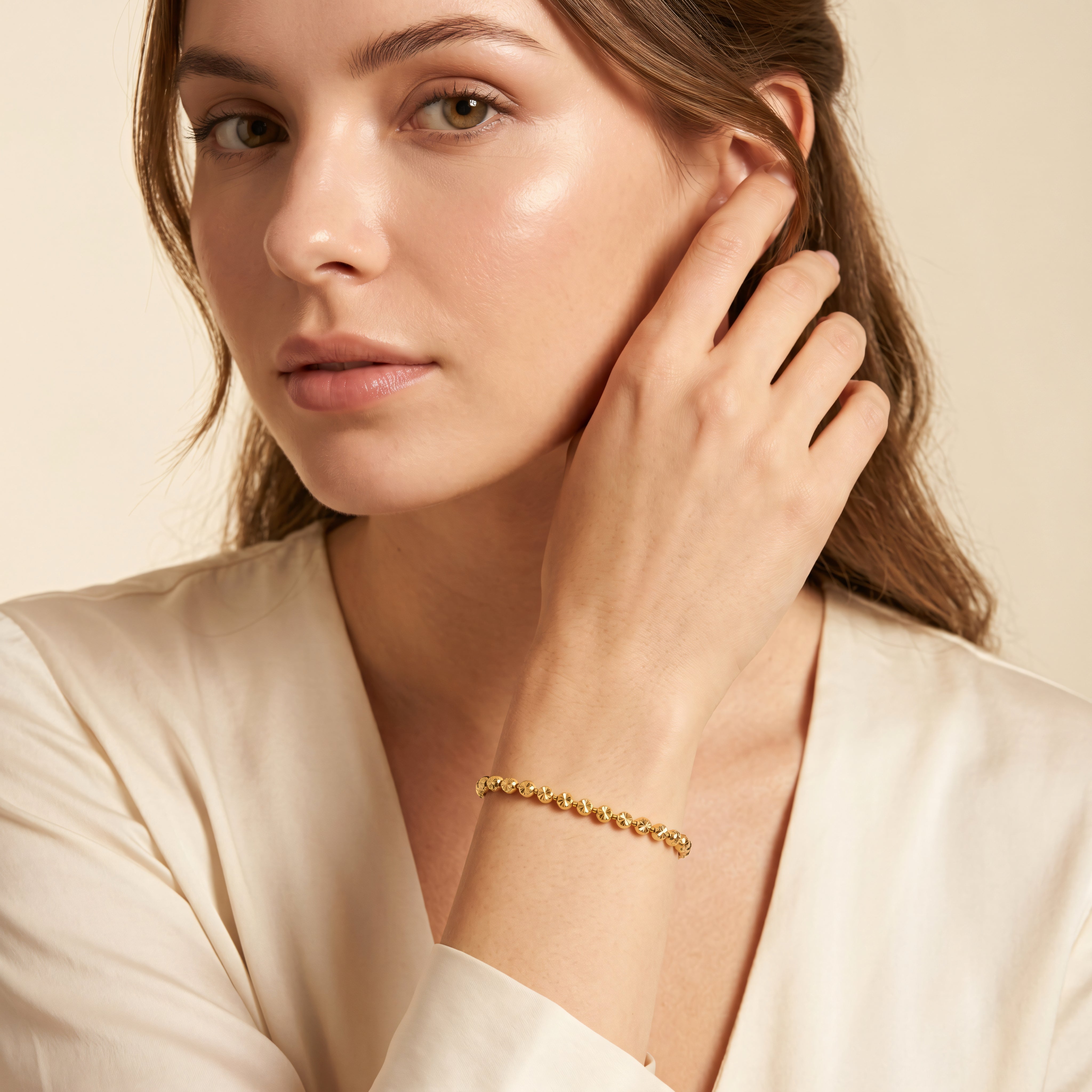Armband 925 Silber vergoldet flache Mondkugeln | Splendido Schmuck
