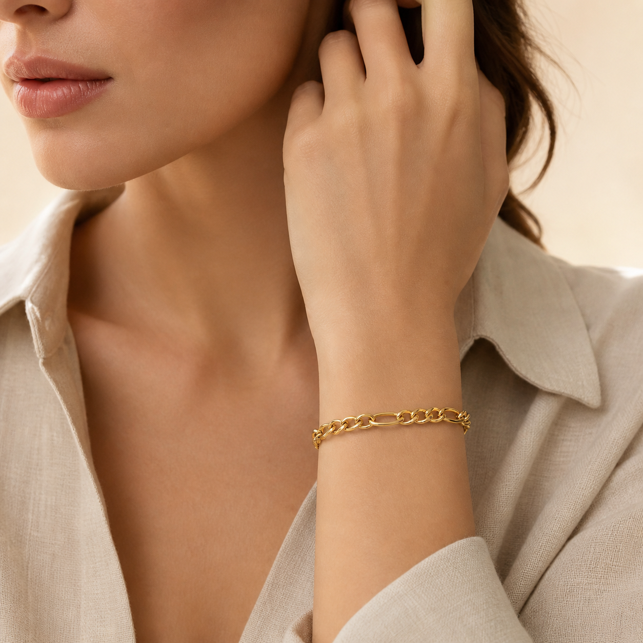 Armband 925 Silber vergoldet Figaro | Splendido Schmuck